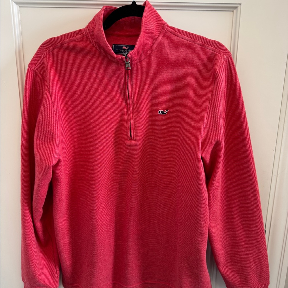 Vineyard Vines Men's Sailors Red quarter Zip-Up Sweater